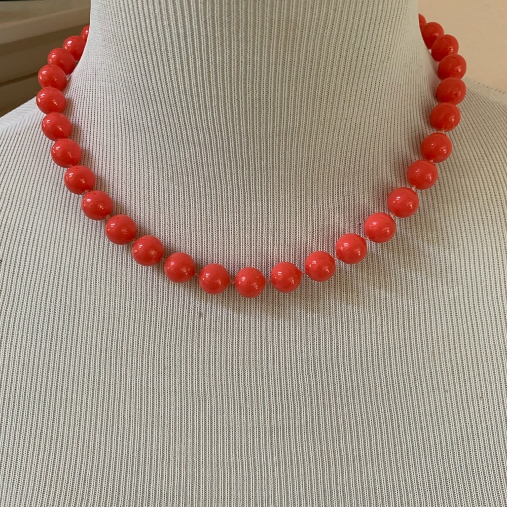 Coral color beaded necklace